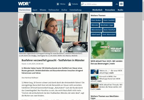 Vorschaubild Busfahrer verzweifelt gesucht - Testfahrten in Münster - Westfalen-Lippe
