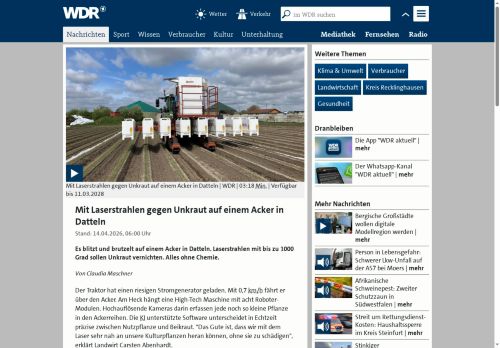 Vorschaubild Landwirt setzt auf Laserstrahlen gegen Unkraut