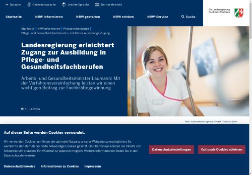 Vorschaubild Landesregierung erleichtert Zugang zur Ausbildung in Pflege- und Gesundheitsfachberufen