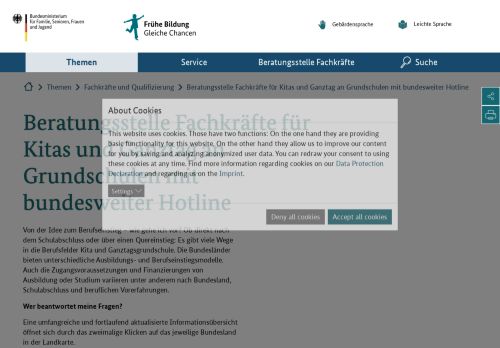 Vorschaubild Beratungsstelle Fachkräfte für Kitas und Ganztag an Grundschulen