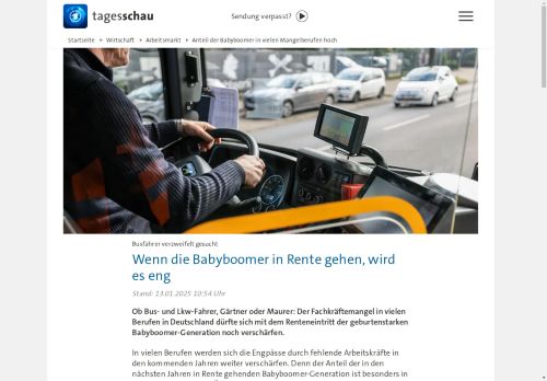 Vorschaubild Anteil der Babyboomer in vielen Mangelberufen hoch