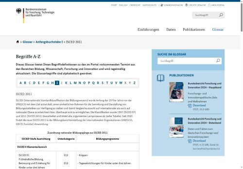 Vorschaubild ISCED 2011 - Datenportal des BMFTR