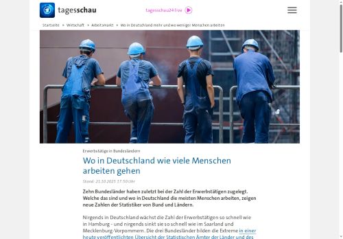 Vorschaubild Wo in Deutschland mehr und wo weniger Menschen arbeiten