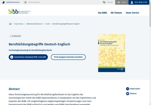 Vorschaubild Berufsbildungsbegriffe Deutsch-Englisch