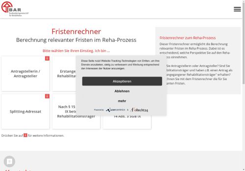 Vorschaubild Fristenrechner nach SGB IX der Bundesarbeitsgemeinschaft für Rehabilitation e.V. (BAR)