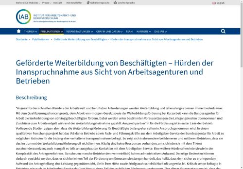 Vorschaubild IAB - Geförderte Weiterbildung von Beschäftigten