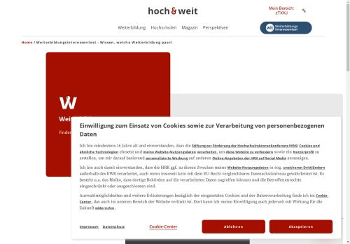 Vorschaubild Weiterbildungsinteressentest für wissenschaftliche Weiterbildung - Wissen, welche Weiterbildung passt