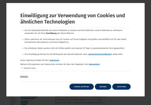 Vorschaubild Gut 5 % der Bevölkerung im Alter von 16 bis 74 Jahren in Deutschland sind offline  -  Statistisches Bundesamt
