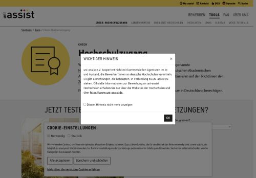 Vorschaubild Check: Hochschulzugang | uni-assist