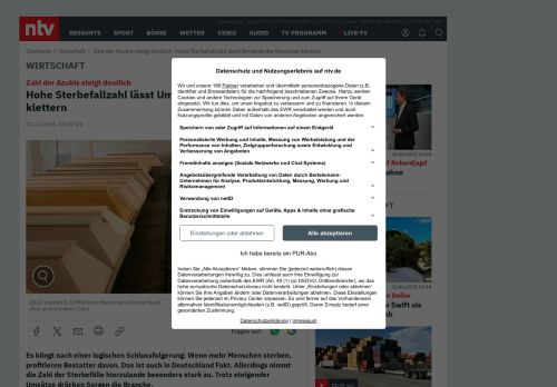 Vorschaubild Zahl der Azubis steigt deutlich: Hohe Sterbefallzahl lässt Umsätze der Bestatter klettern
