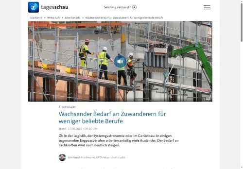 Vorschaubild Wachsender Bedarf an Zuwanderern für weniger beliebte Berufe