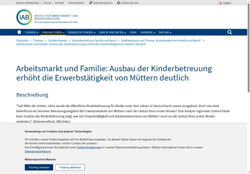 Vorschaubild IAB Arbeitsmarkt und Familie: Ausbau der Kinderbetreuung erhöht die Erwerbstätigkeit von Müttern deutlich