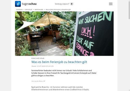 Vorschaubild Was es beim Ferienjob zu beachten gilt